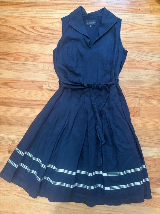 Jones New York Dresses & Skirts - Jones New York Signature Woman 100% Linen Navy Fit & Flare Dress 14W Belted